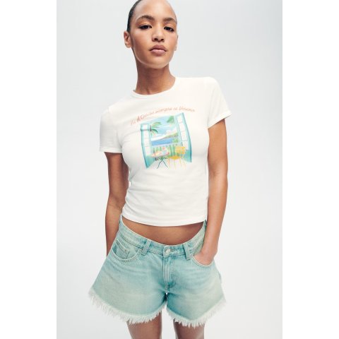 H&M Women s Fitted Cotton T-Shirt White