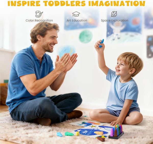 JUPITEARTH Rocket Crayons 12 Colors Washable