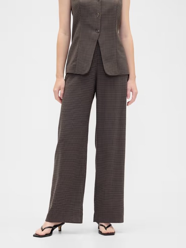 Recycled Mid Rise Wide-Leg Pants