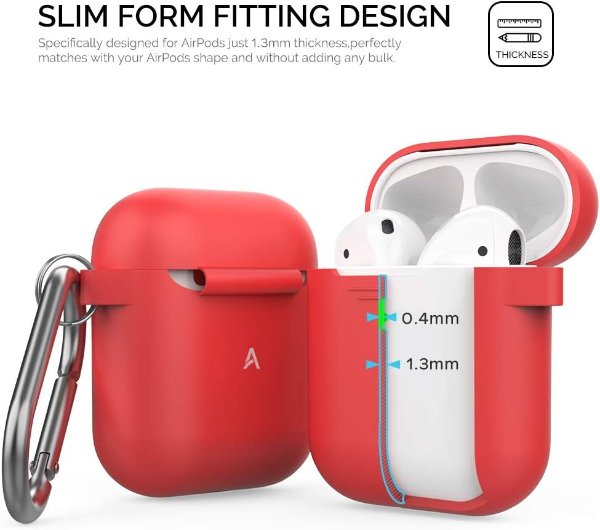 AhaStyle 硅胶保护壳 红色 适用AirPods 2