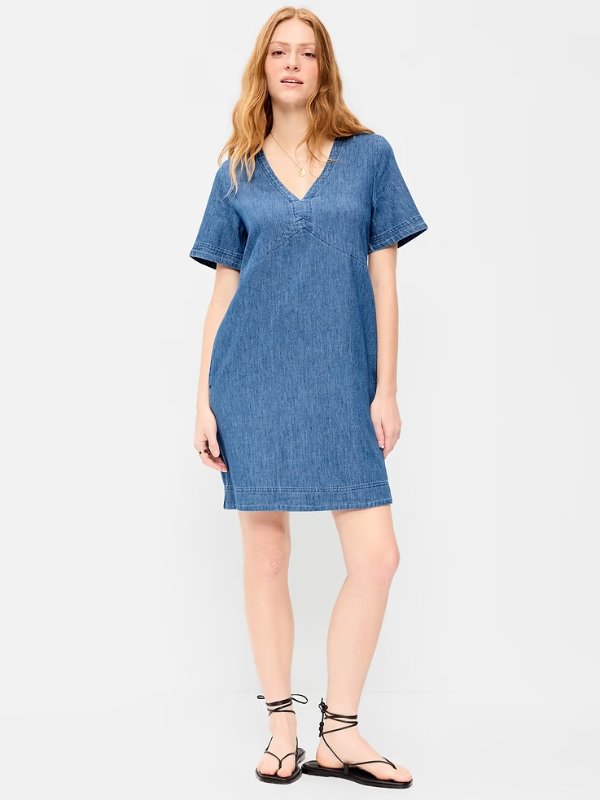 Old Navy Short-Sleeve Denim Mini Shift Dress