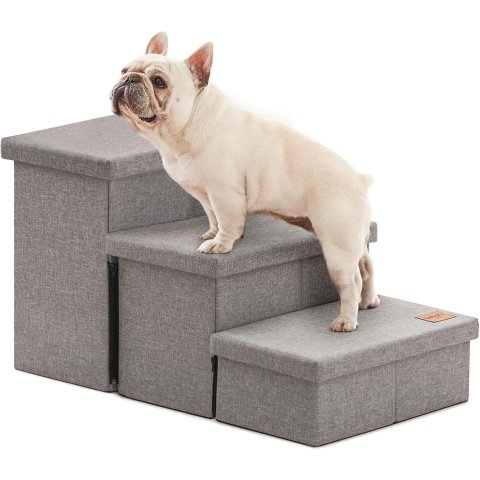 Love s cabin Foldable Pet Stairs 18" Solid Grey 3 Steps