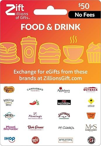 Zift Multi-Brand Dining Physical Gift Card $50