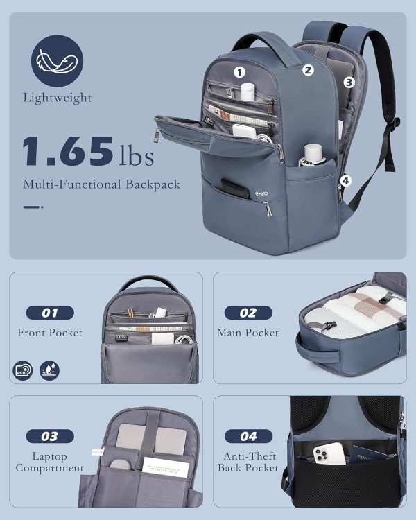 Coolife Luggage Set 20in Blue