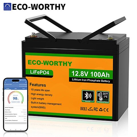 ECO-WORTHY 12V 100Ah 磷酸铁锂电池