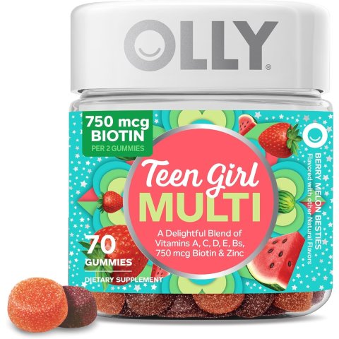 Teen Girl Multi Gummy, Healthy Skin and Immune Support, 15 Essential Vitamins, Biotin, Zinc, Calcium, Chewable Multivitamin, Berry Melon, 35 Day Supply - 70 Count
