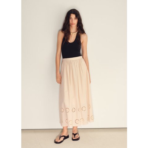  Women’s Cotton Skirt Embroidered Hem