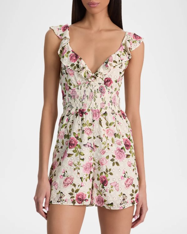 Gemma Embroidered Floral Romper