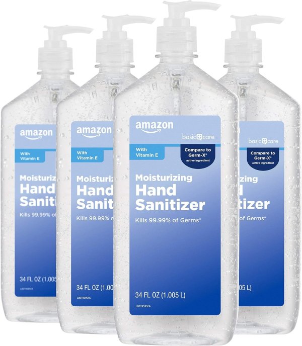 Amazon Basic Care Hand Sanitizer with Vitamin E 34 fl oz 4-Pack