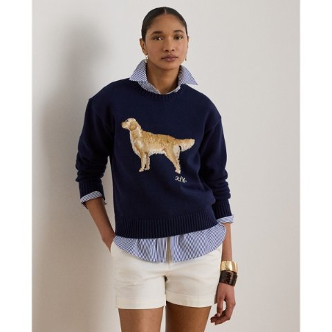 Intarsia-Knit Golden Retriever Sweatshirt