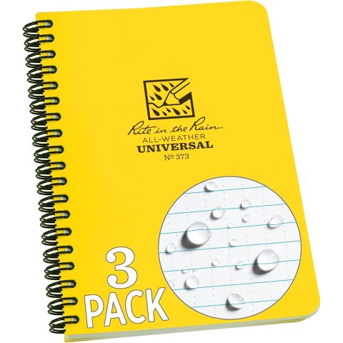 Weatherproof Side Spiral Notebook 373L3 3-Pack