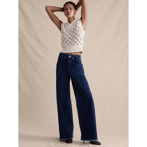 Banana RepublicBanana Republic High-Rise Wide-Leg Jeans Raw Hem