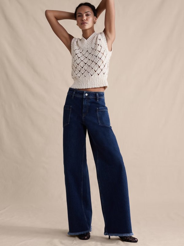 Banana Republic High-Rise Wide-Leg Jeans Raw Hem