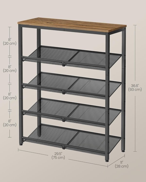 5-Tier Shoe Rack ULBS038K01 Honey Brown Black
