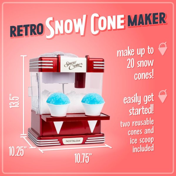 Nostalgia Snow Cone Machine Retro Red