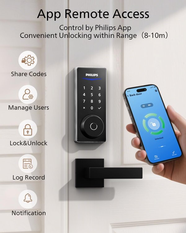 Fingerprint Smart Door Lock APP Control 9-Month Battery