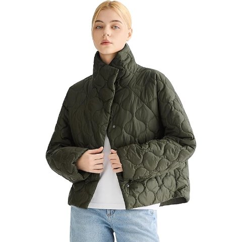 OrolayWomen s Cropped Puffer Jacket Spring Lightweight