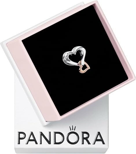 Infinity Heart Charm Sterling Silver & 14k Rose Gold