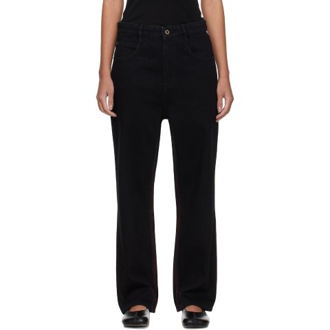 Fax Copy Express Straight Jeans Black Red Stitch