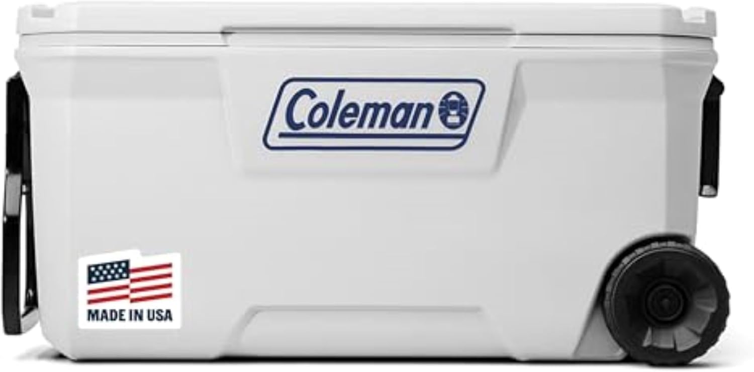 Amazon.com : Coleman Classic Series 100qt Wheeled Marine Cooler, Fully Insulated Lid &amp; Body Keeps Ice up to 5 Days, Holds up to 160 Cans : Sports &amp; Outdoors