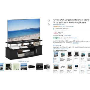$57.45 Amazon.com: Furinno JAYA Large Entertainment Stand for TV Up to 55 Inch, Americano/Chrome : Home & Kitchen