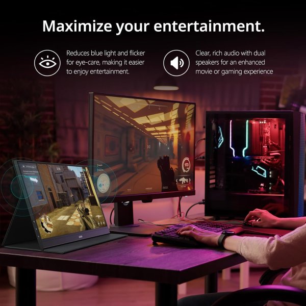 MNN Portable Monitor 15.6 Inch 1080P Ultra-Slim IPS
