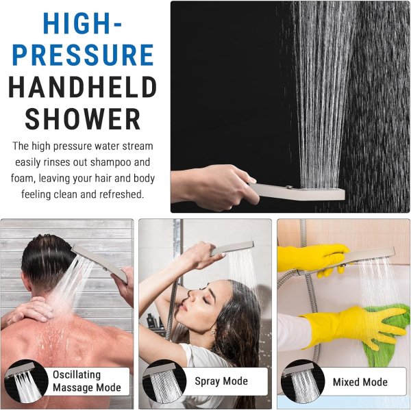 G-Promise 16 Inch All Metal Shower Combo Brushed Nickel