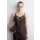 Satin Cami Top Lace-Trimmed Brown