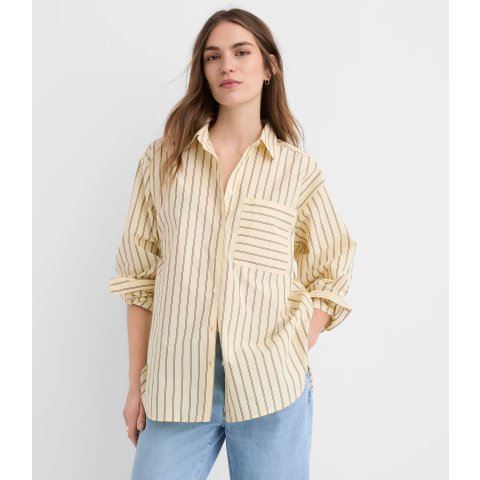 Poplin Striped Oversized Pocket Shirt