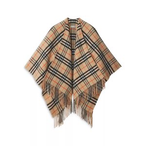 Burberry  格纹羊毛羊绒披肩