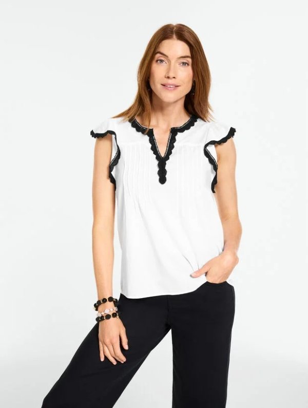  Contrast Trim Voile Top