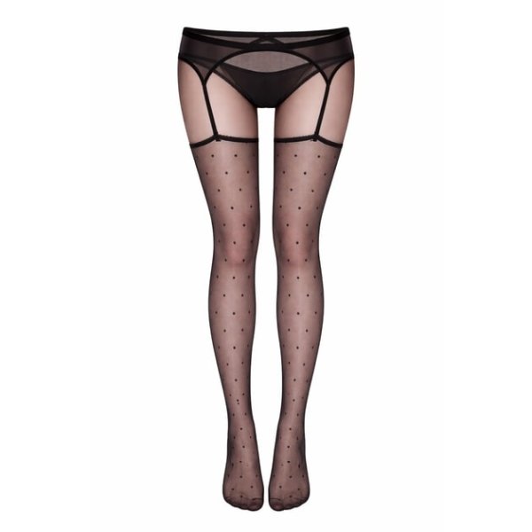 Bella’s Fantasy Polka Dot Ultra-Thin Oiled Shimmer Garter Stockings One Size