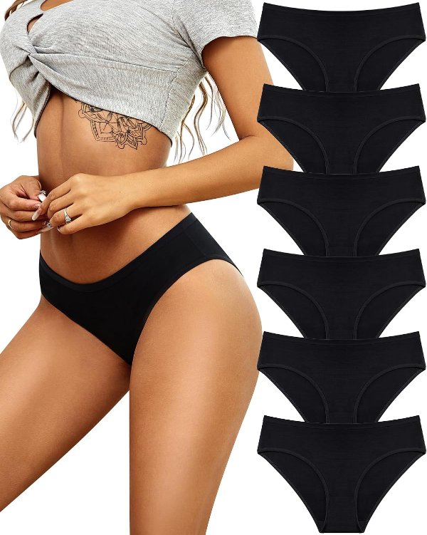 ALL OF SHE Women’s Cotton Hipster Panties Breathable Cheeky Bikini 6 Pack S-XXL