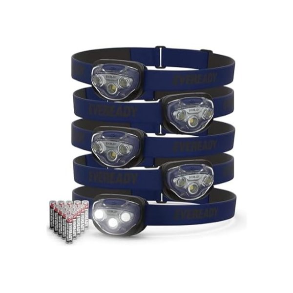 Eveready LED Headlamps Pro200 5-Pack IPX4 Water Resistant