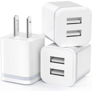 LUOATIP 双口USB墙充 2.1A 5V 3件装