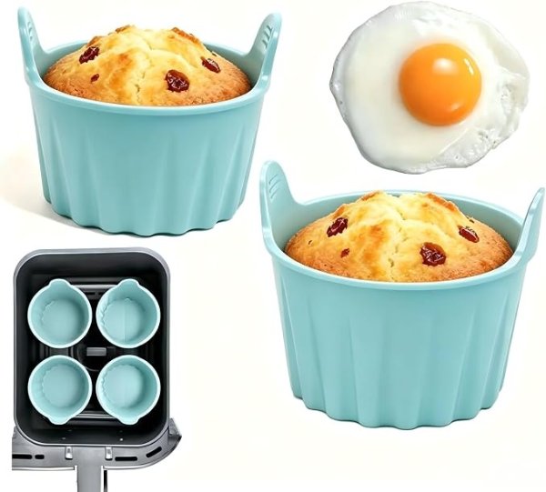 2 Pieces Silicone Air Fryer Egg Molds Non Stick Dishwasher Safe