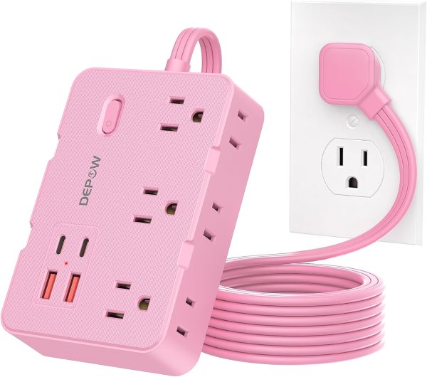 DEPOW Power Strip 6 Outlets 5FT Extension Cord 1050J with 4 USB