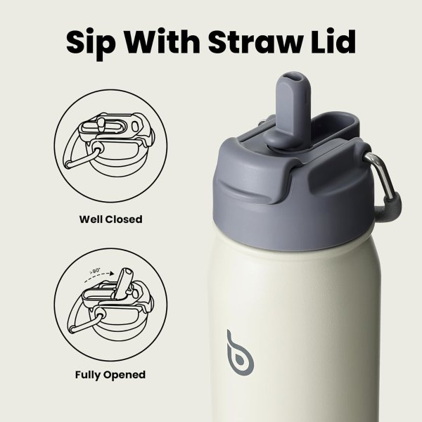 BOTTLE BOTTLE 16oz Stainless Steel Insulated Sports Water Bottle with Straw Gray