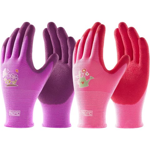 PACIFIC PPE Rubber Coated Gardening Gloves for Women Medium Purple & Red 2 Pairs
