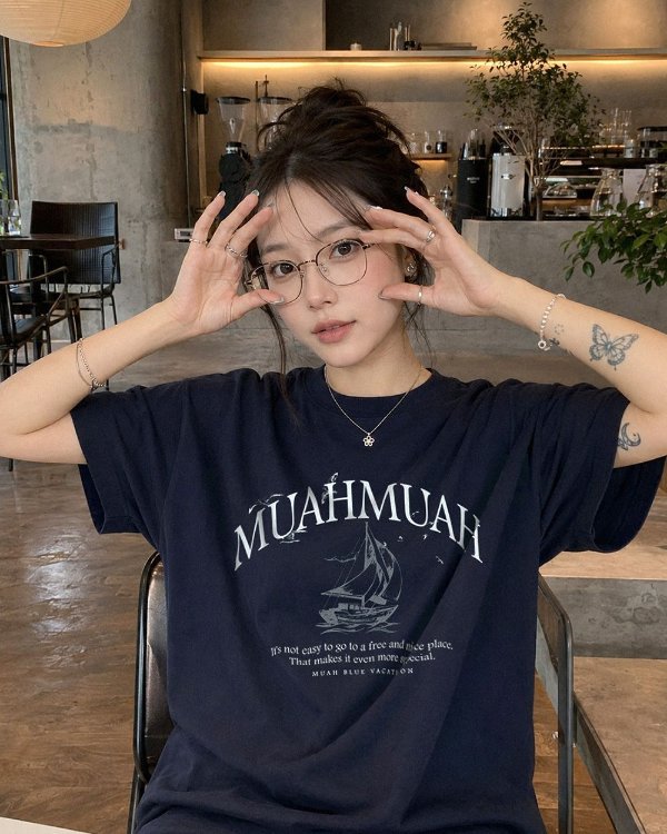 MUAHMUAH 短袖T恤 夏日船形图案