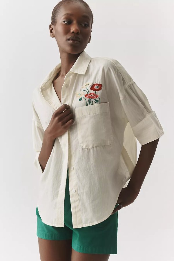  Mabel Boxy Oxford Embroidered Shirt