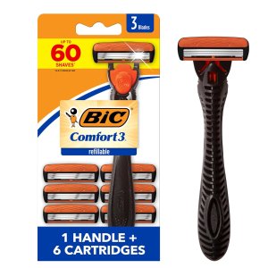 BIC Comfort 3 男士三层刀片剃须刀 1刀架+6刀头