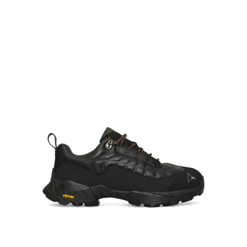 ROA Katharina Skeletal Black Leather Sneakers Embossed Relief