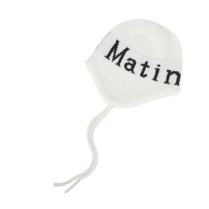 Matin Kim LOGO提花羊毛护耳帽 米白