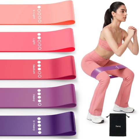 VisittheRenoj Resistance Bands 5-Pack Elastic Loop Exercise Bands for Strength Training Stretching Pilates Yoga