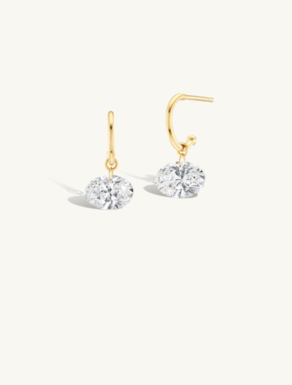 Sophie Ratner Jewelry 1 Carat Oval Diamond Earring 14K Gold