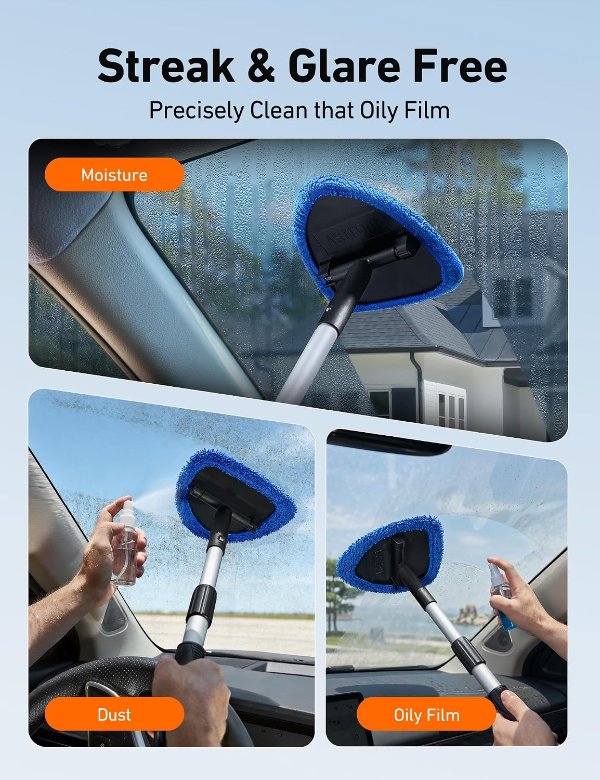  21-Inch Extra Long Windshield Cleaner Tool & Car Interior Detailing Kit