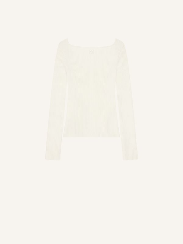 Square Neck Rib Knit Sweater