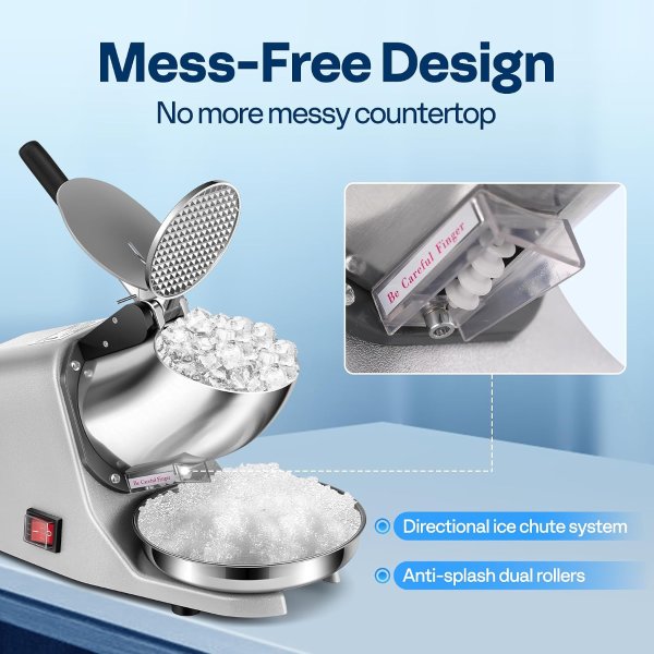 VIVOHOME Electric Ice Shaver 143 lbs/hr Snow Cone Maker with Ice Pick for Home Commercial