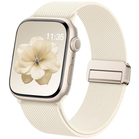 Stretchy Loop Sport Band Compatible with Apple Watch 38mm-49mm Adjustable Magnetic Clasp